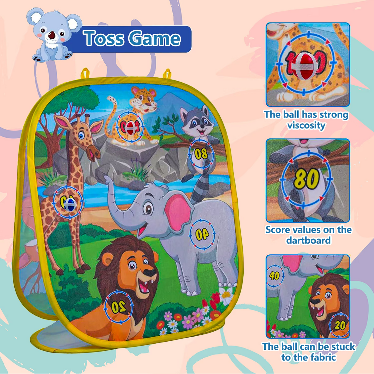 Zoo Animals Tossing Game Toy Set for Outdoor & Indoor