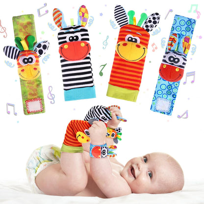 Wrist Rattle Foot Finder Socks Set product image showing safe and cute design for babies