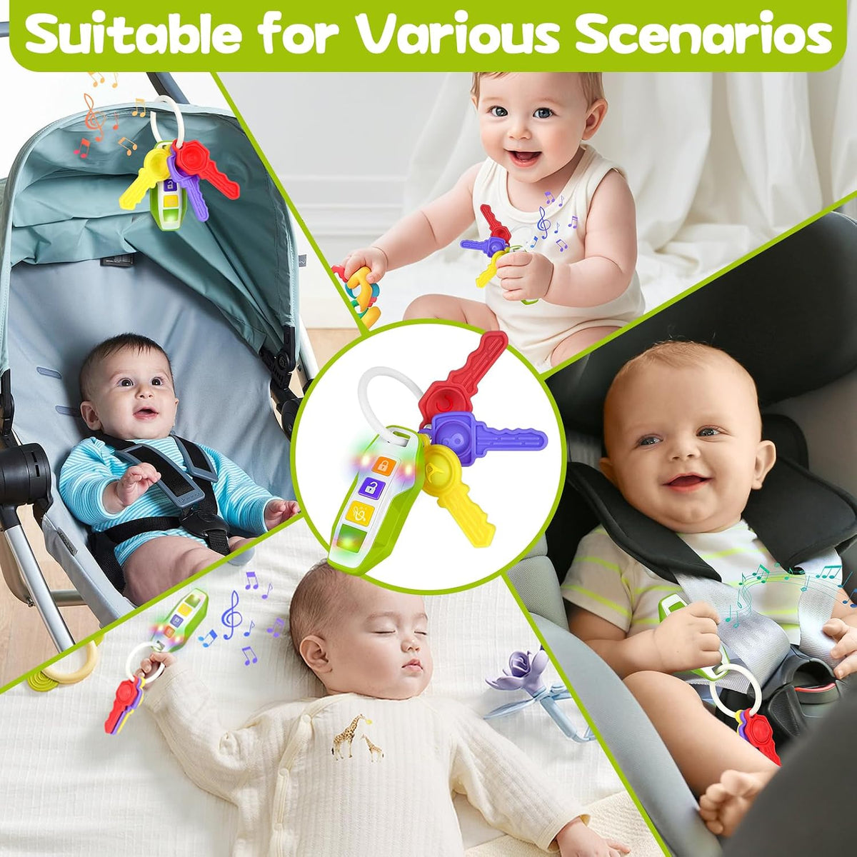 Baby Car Key Teether Toy with Music and Light