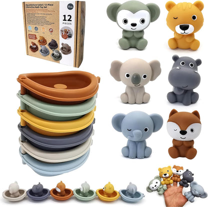 Bath Toys Floating Boats, 12 Pcs Baby product image showing safe and cute design for babies