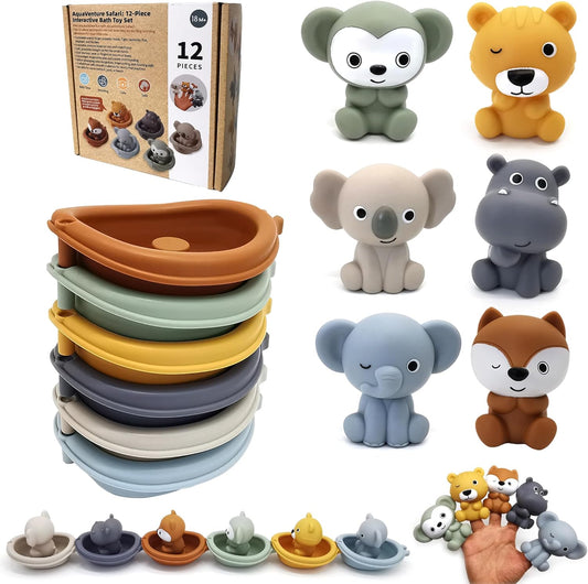 Bath Toys Floating Boats, 12 Pcs Baby product image showing safe and cute design for babies