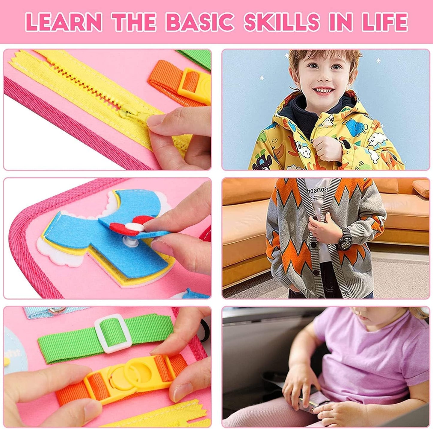 Montessori Busy Book for Toddlers - 10 Interactive Activity Pages