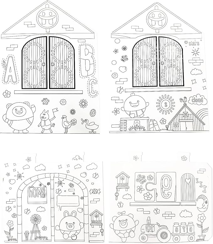 DIY Educational Kids 3D Cardboard Doodle Playhouse For Coloring and Pretended Play