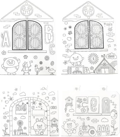 DIY Educational Kids 3D Cardboard Doodle Playhouse For Coloring and Pretended Play