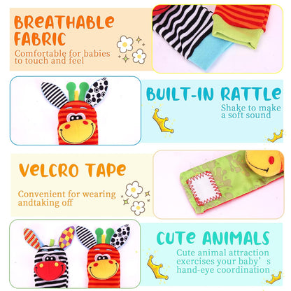 Wrist Rattle & Foot Finder Socks Set – 4 Pcs