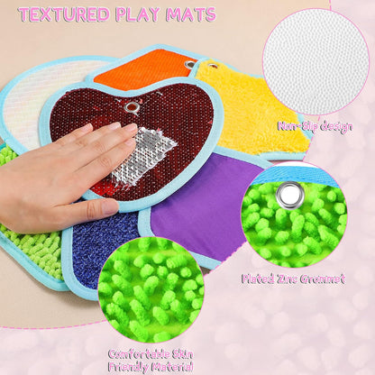 8 Set Sensory Mats Assorted Textured  Floor Tiles Educational Tactile Toys for Activity