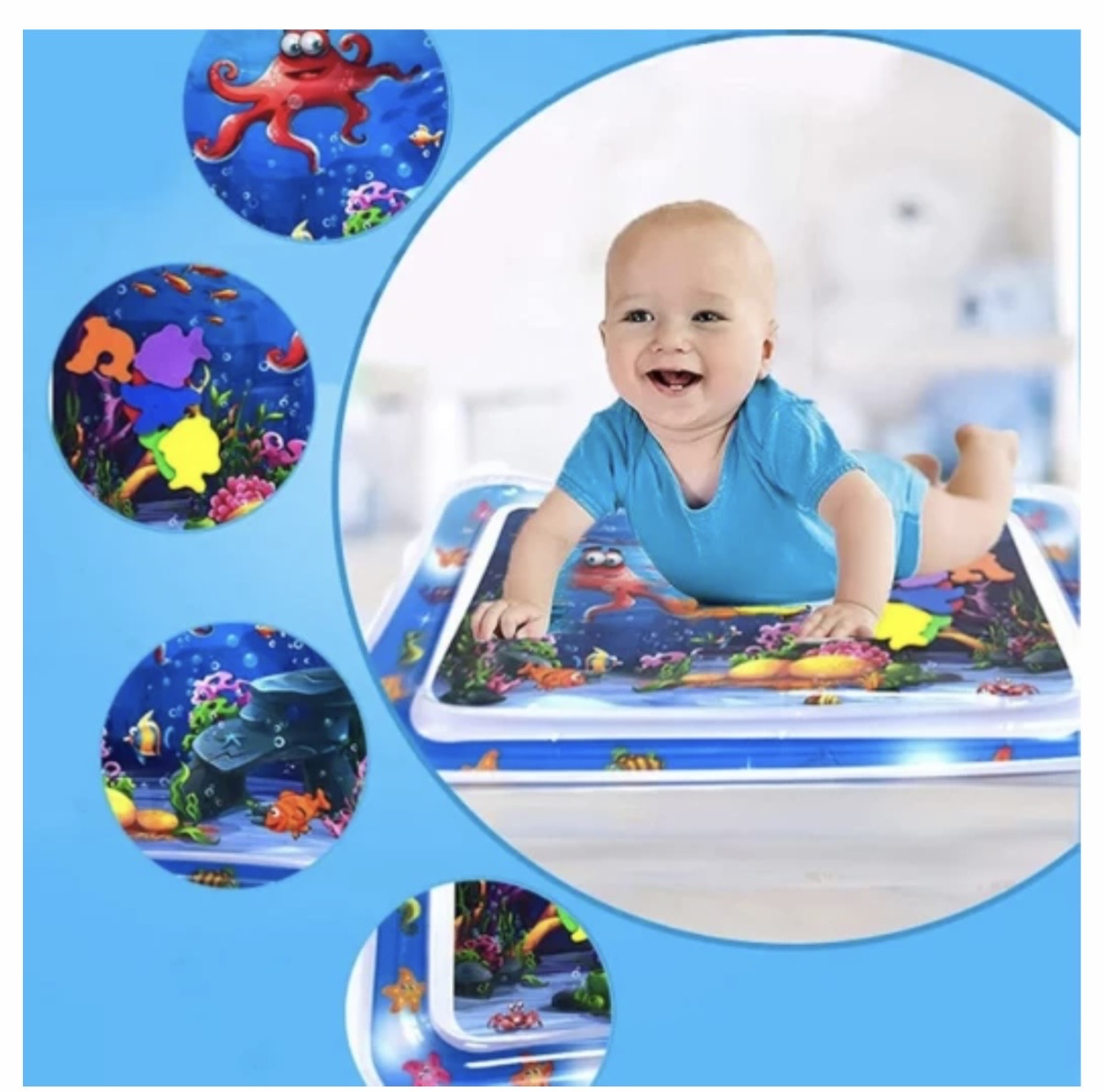 Inflatable Water Play Mat for Babies – Ocean Theme Tummy Time Activity Mat (70 × 50 cm)