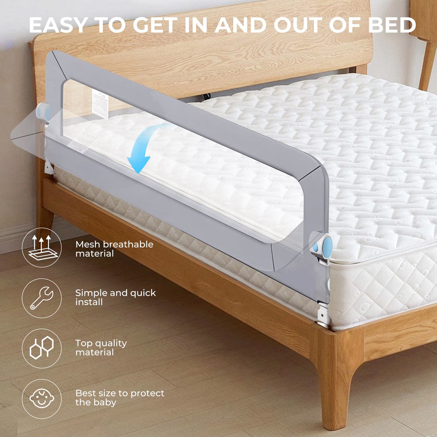 Foldable Bed Rails - 180 CM