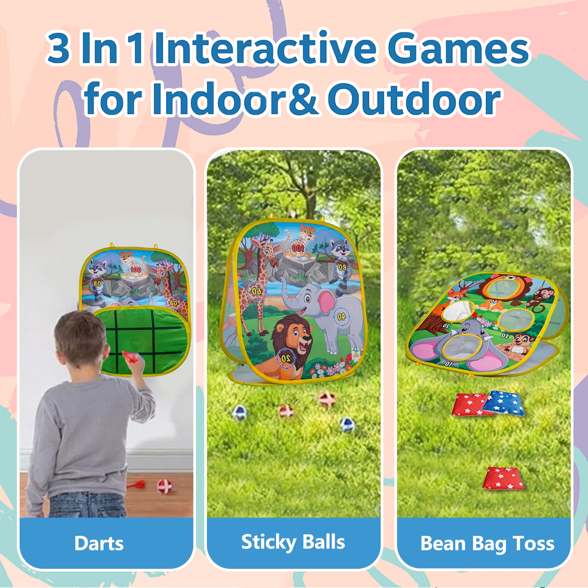 Zoo Animals Tossing Game Toy Set for Outdoor & Indoor