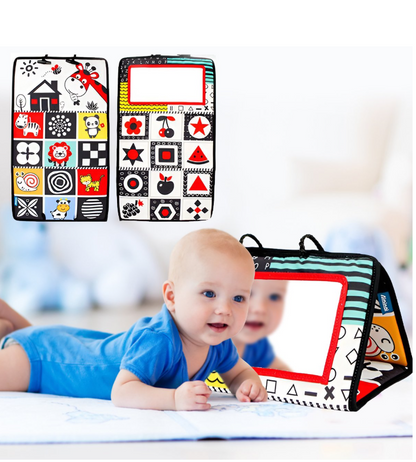 Baby Mirror Tummy Time Toy with Crinkle Book