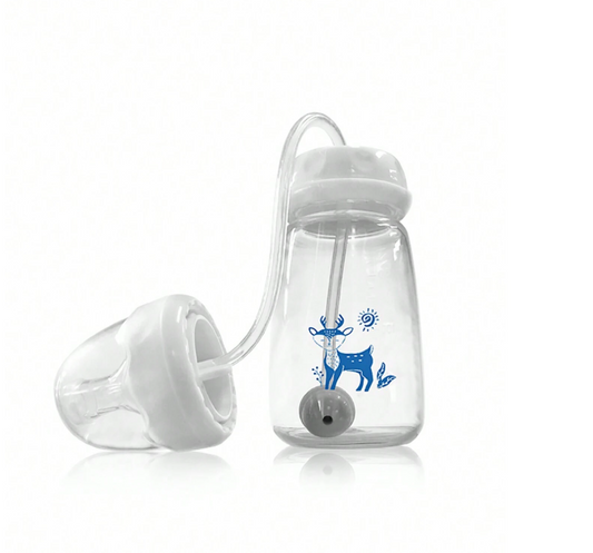 Self Feeding Baby Bottle with Tube product image showing safe and cute design for babies