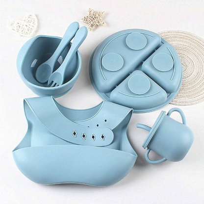 Silicone Baby Feeding Set with Suction & Bib
