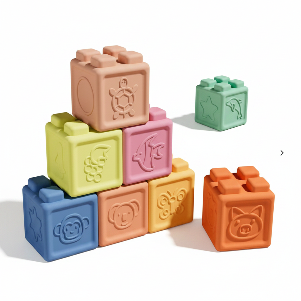 Discovery Silicone Montessori Baby Blocks - Pack of 8