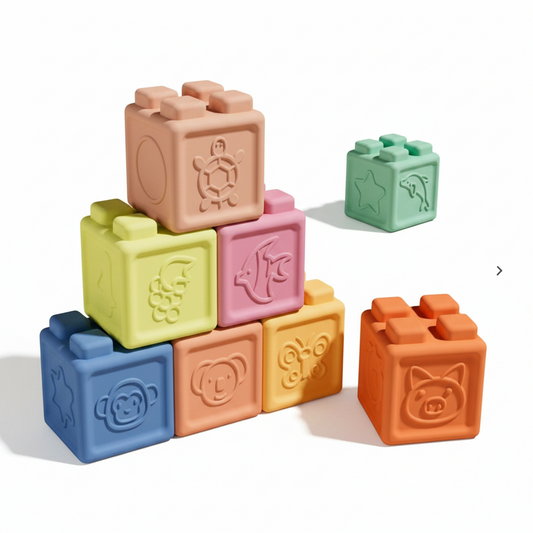 Discovery Silicone Montessori Baby Blocks - Pack of 8