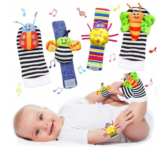 Wrist Rattle & Foot Finder Socks Set – 4 Pcs