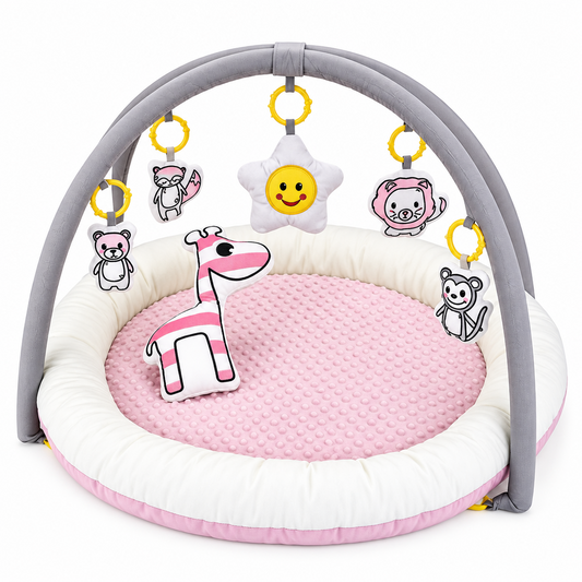 Baby Play Gym & Activity Mat with Soft Plush Elephant Pillow