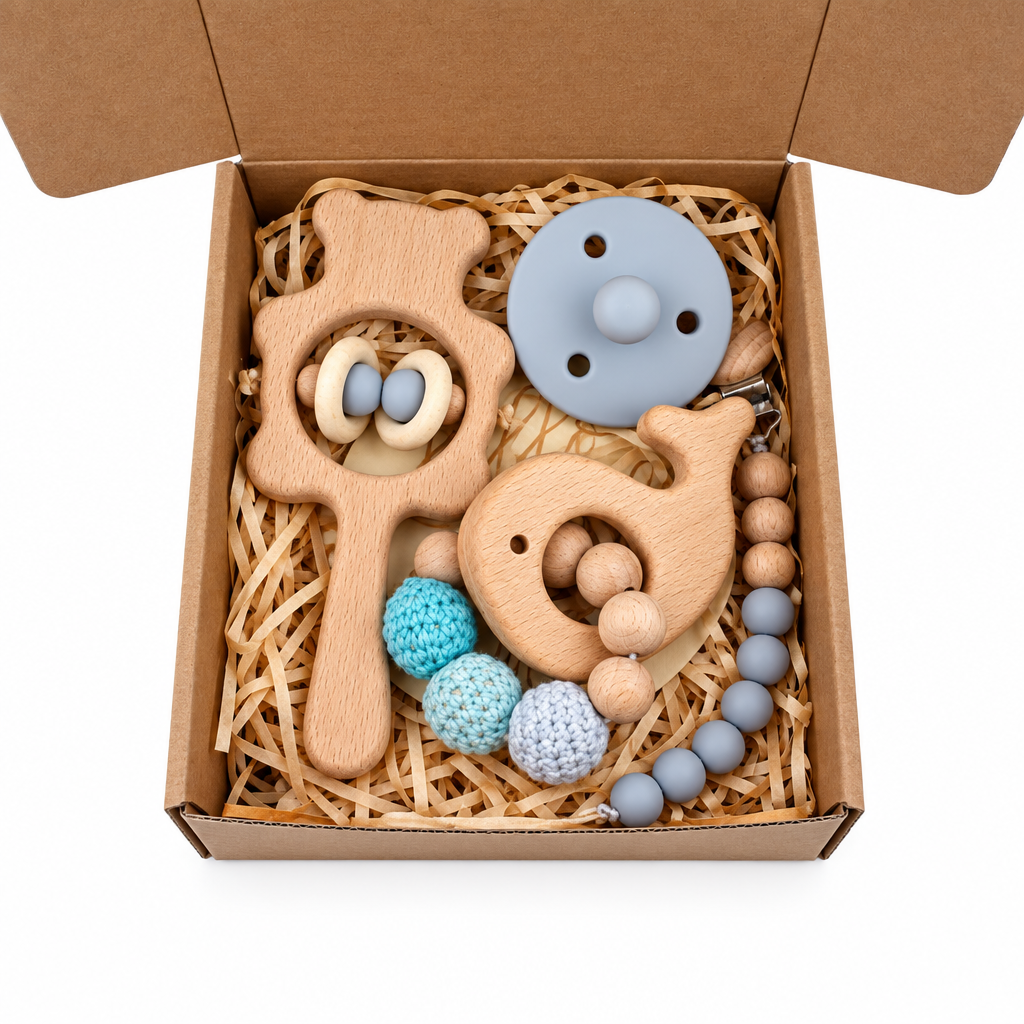 Wooden Baby Sensory & Teething Gift Set of 4
