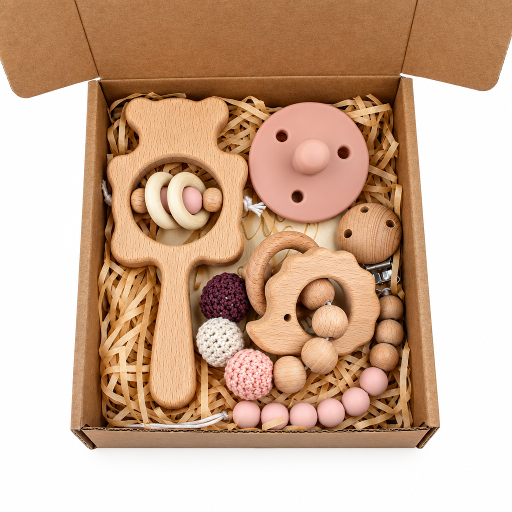 Wooden Baby Sensory & Teething Gift Set of 4