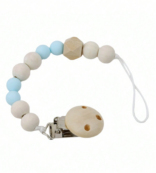 Wooden Pacifier Clip product image showing safe and cute design for babies