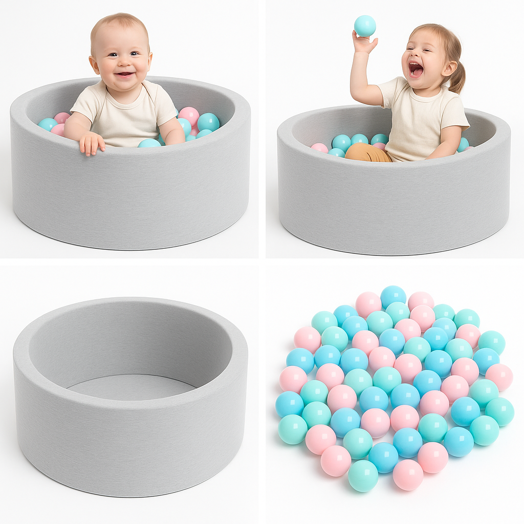 Premium Soft Foam Baby Ball Pit with 200 Pastel Balls