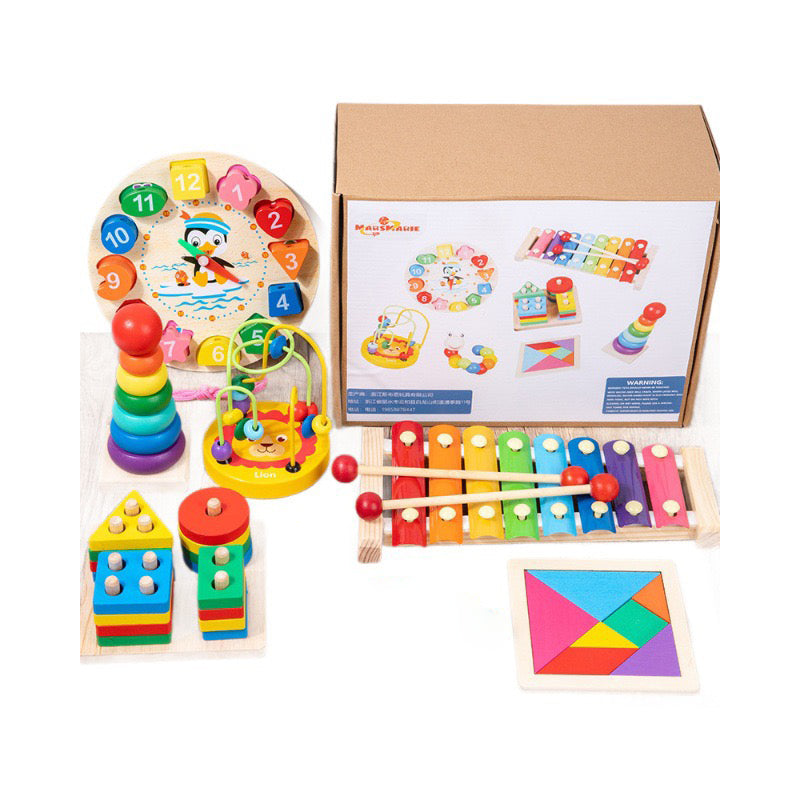 Montessori Wooden Toys Set Preschool Educational Learning Toys for Kids 7 Pieces