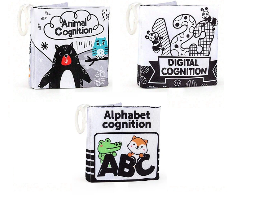 Black and White Book for Infants Boys and Girls Early Educational Toys - PACK OF 3 product image showing safe and cute design for babies