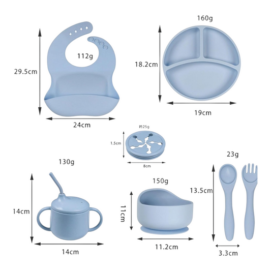 Silicone Baby Feeding Set with Suction & Bib