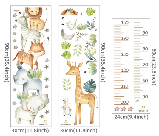 Giraffe & Elephant Kids Height Wallpaper