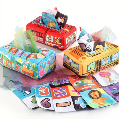 Tissue box product image showing safe and cute design for babies