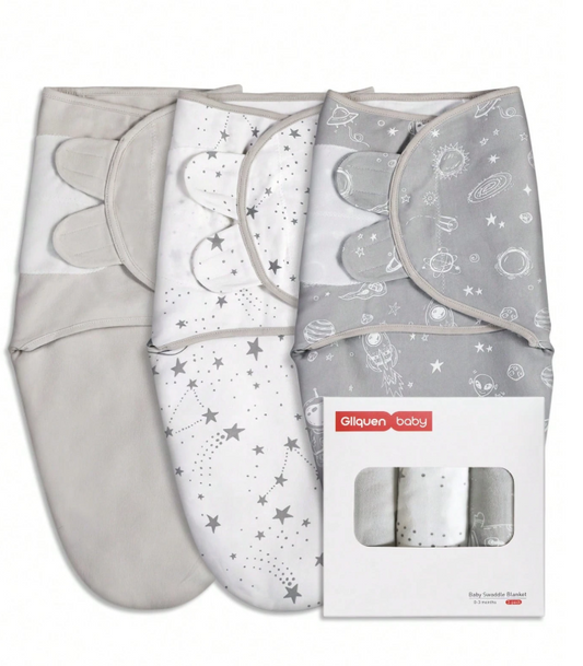 Baby Swaddle Wraps for 0-3 Months (Pack of 3)