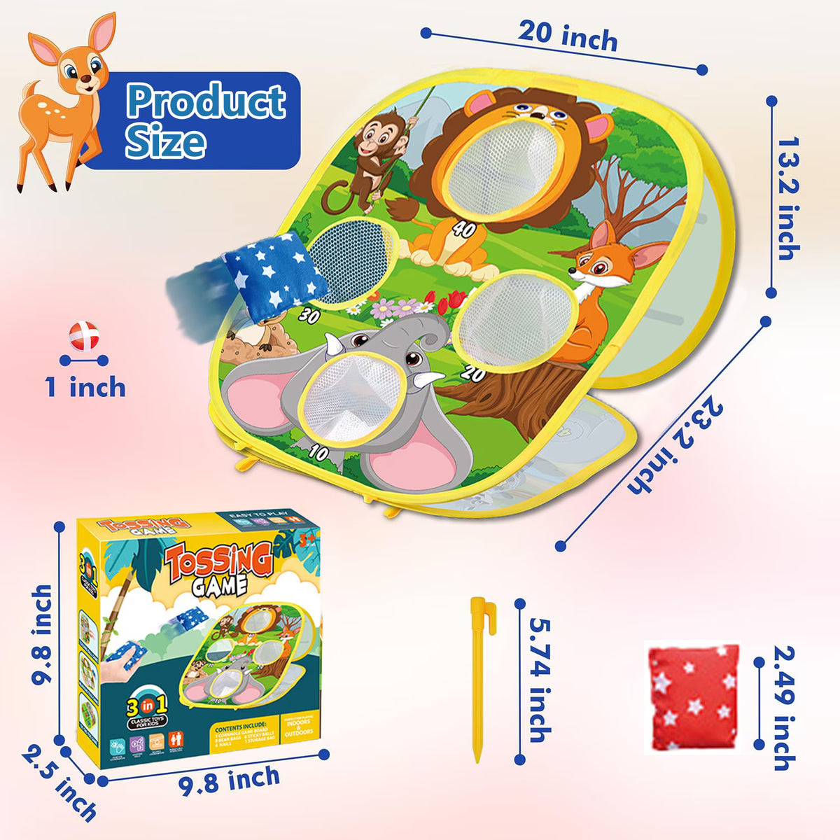 Zoo Animals Tossing Game Toy Set for Outdoor & Indoor